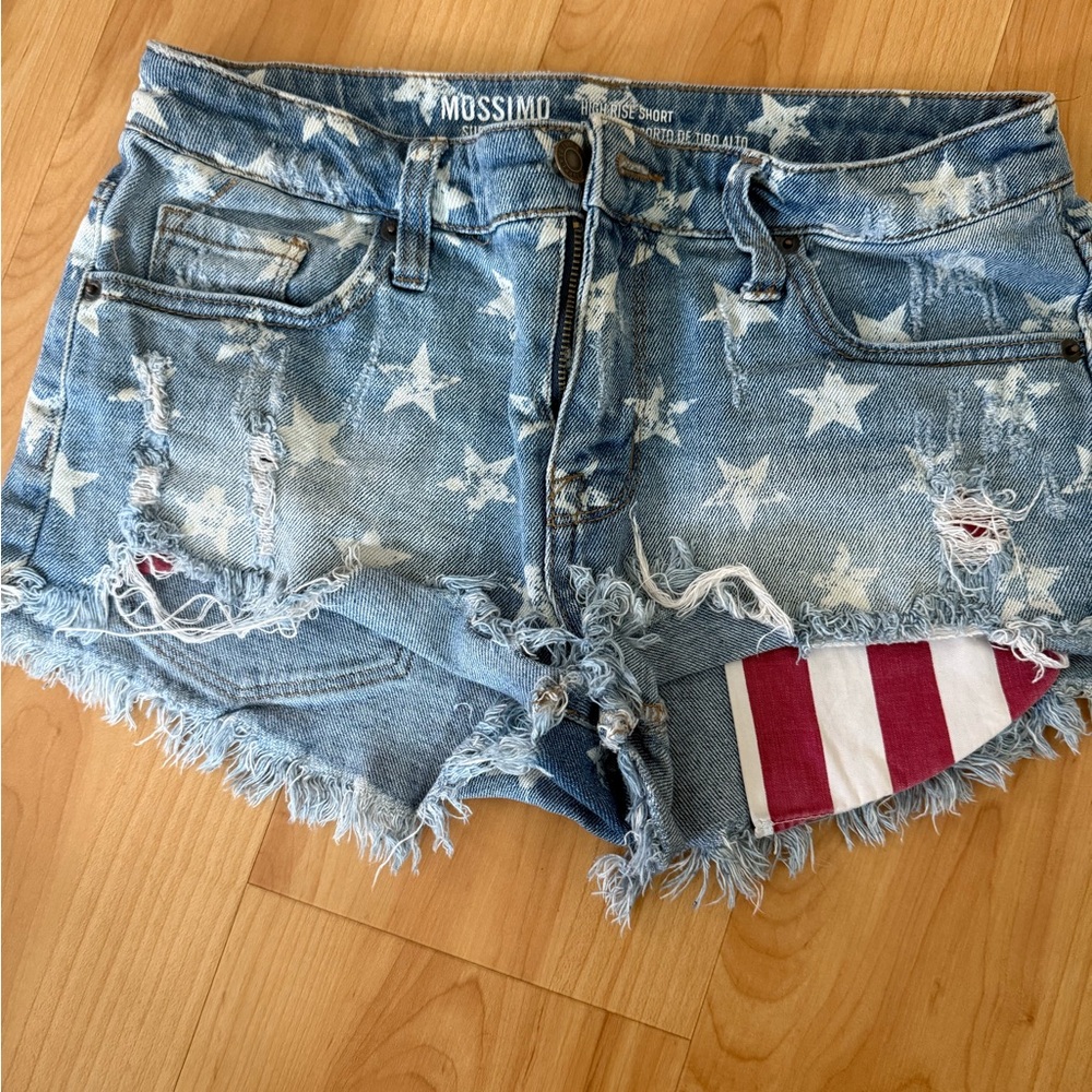 Mossimo Supply Co. Blue Jean Shorts Distressed Style